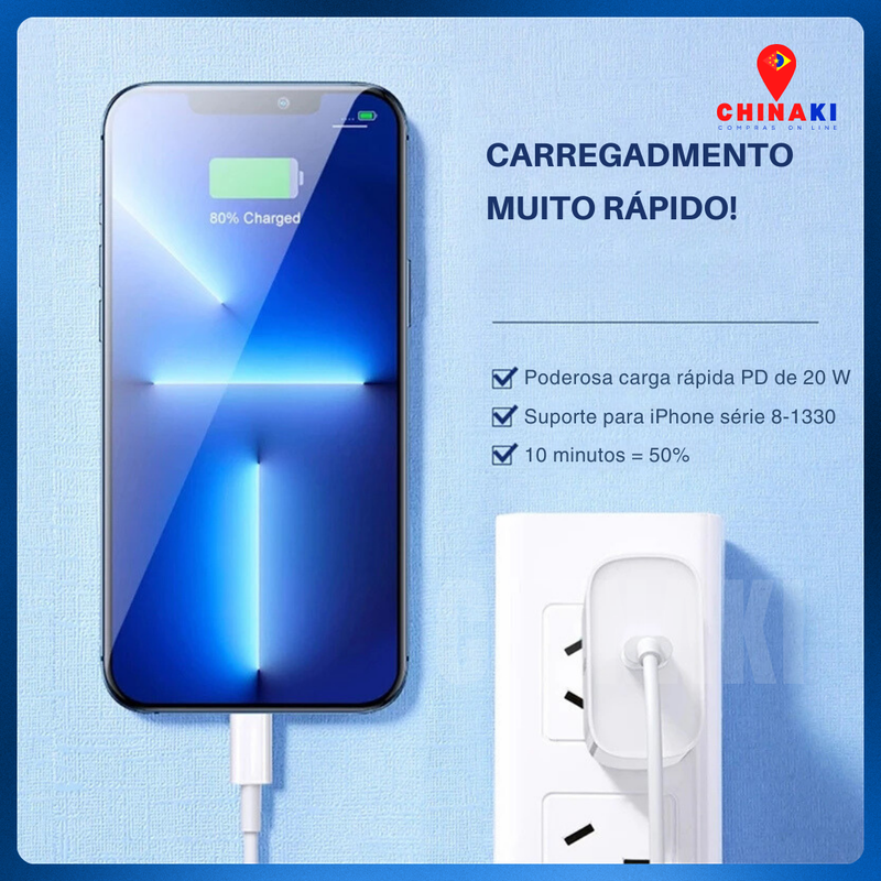 Pacote com 4 - Cabo Carregador USB IPHONE Turbo Celular Rápida Essager 20W 5A Aplicável A Lightning V8 ☑️