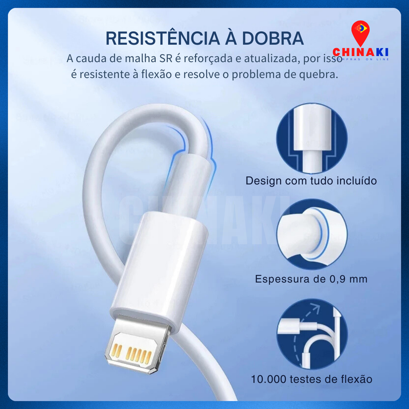 Pacote com 4 - Cabo Carregador USB IPHONE Turbo Celular Rápida Essager 20W 5A Aplicável A Lightning V8 ☑️