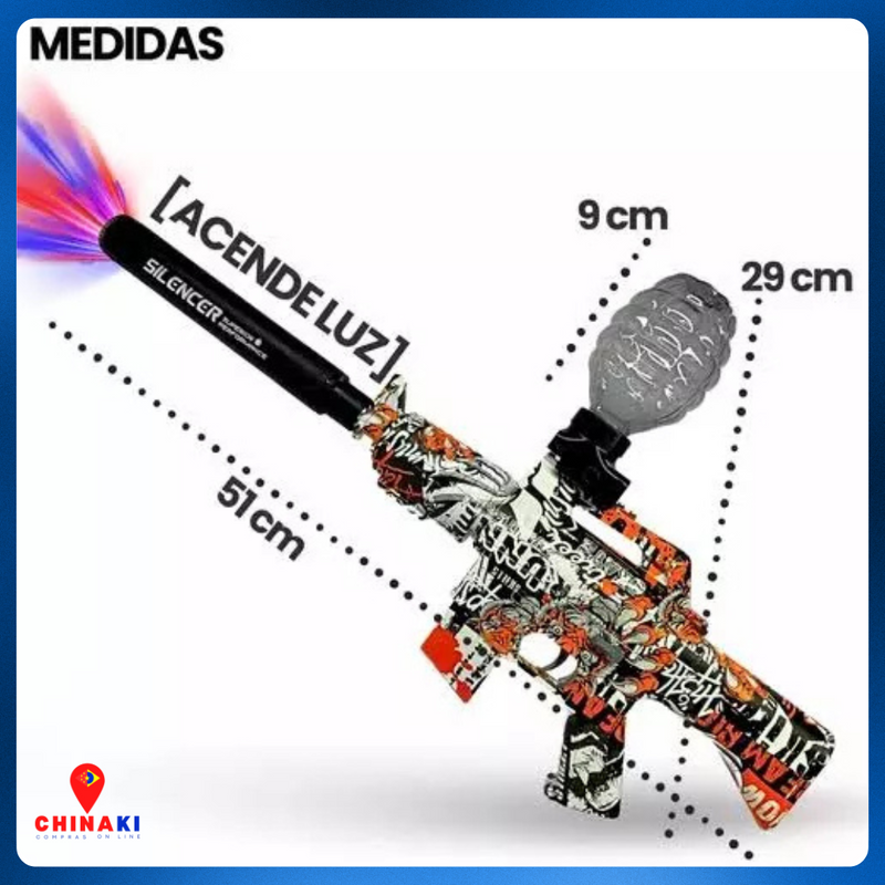 Arminha De Bolinha De Gel com 10 Mil Bolinhas Brinquedo Metralhadora Arma Grande ☑️