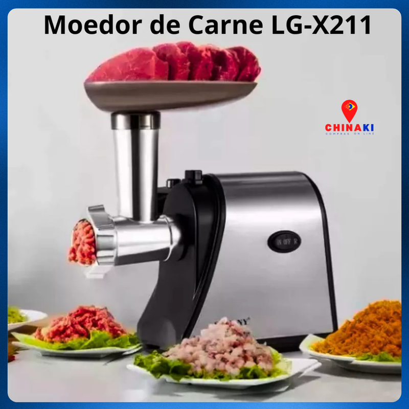 Máquina Moedor De Carne Elétrico 1500W Faz Linguiça Carne Frango 110V 220V ☑️