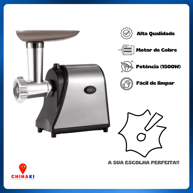 Máquina Moedor De Carne Elétrico 1500W Faz Linguiça Carne Frango 110V 220V ☑️