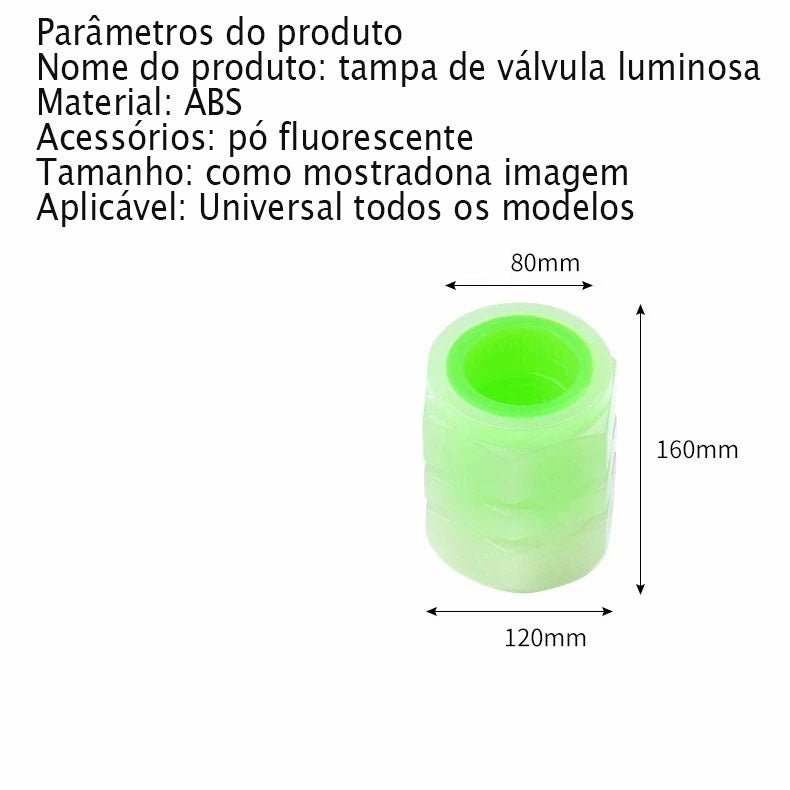 Kit Com 8 Unidades de Tampa De Bico de Válvula De Pneus Cor Fluorescente Luminosa Para Moto Autos e Bike