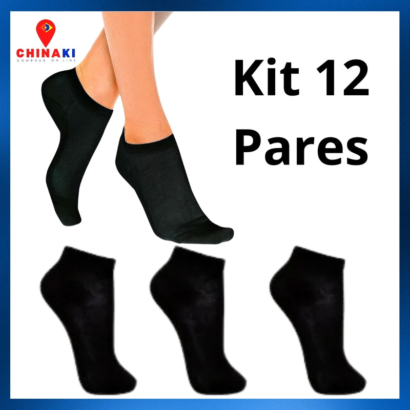 Meias Basicas Soquete Unissex 12 Pares Cano Curto ☑️
