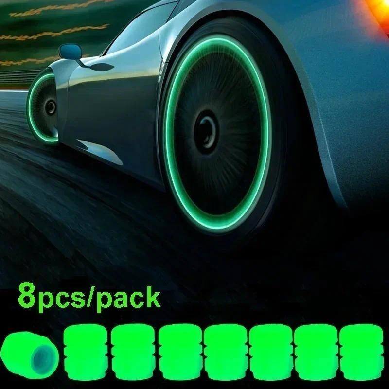 Kit Com 8 Unidades de Tampa De Bico de Válvula De Pneus Cor Fluorescente Luminosa Para Moto Autos e Bike
